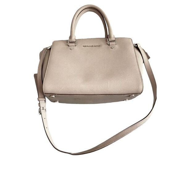 Michael Kors Selma Medium Satchel Crossbody Dark Dune Saffiano Leather - Picture 7 of 15